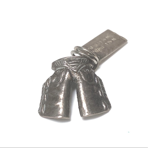 Vintage Sterling Silver Cowboy Chaps Charm Bracelet - Picture 1 of 6